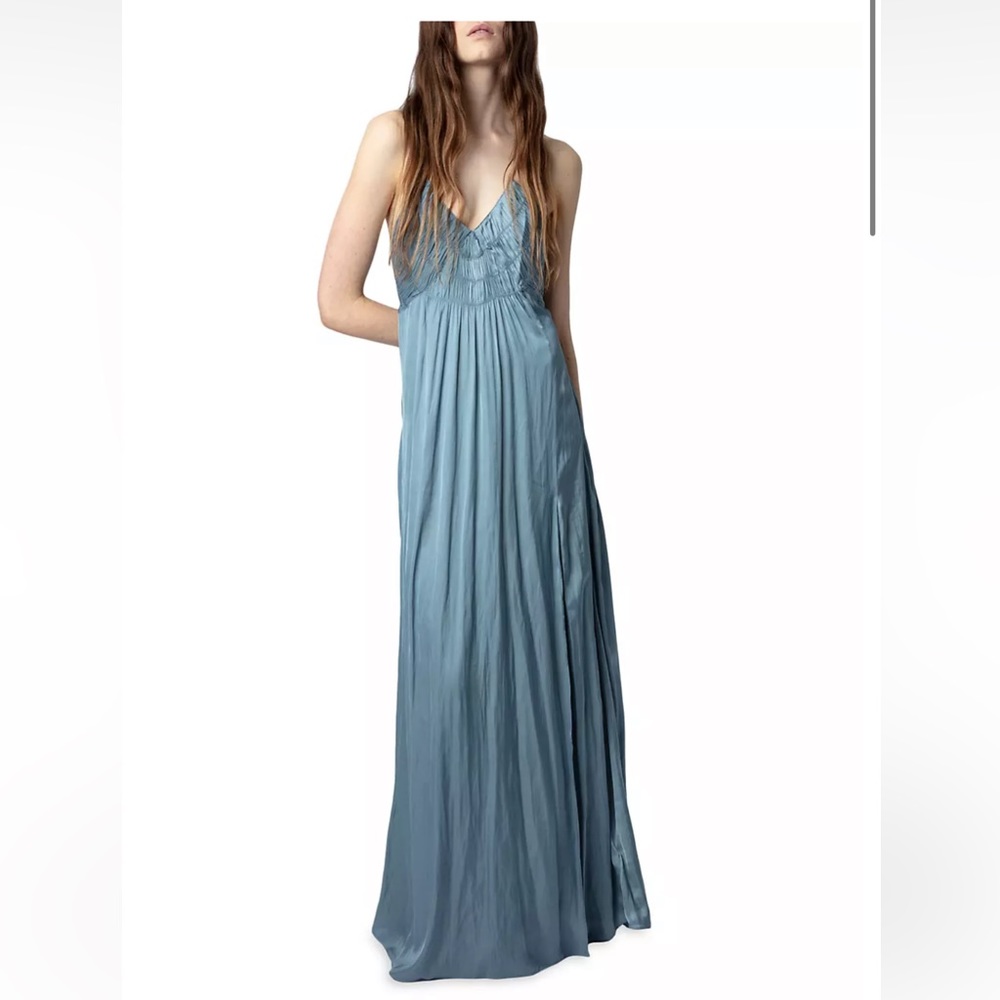NWOT Zadig & Voltaire Rayonne Satin Ombré Maxi Flowing Dress, Size M